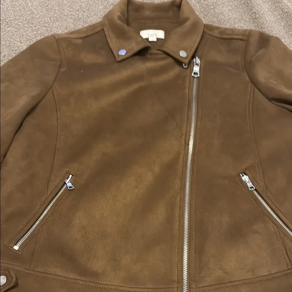 Women's Tan Moto Style Suede Jacket - Picture 7 of 7